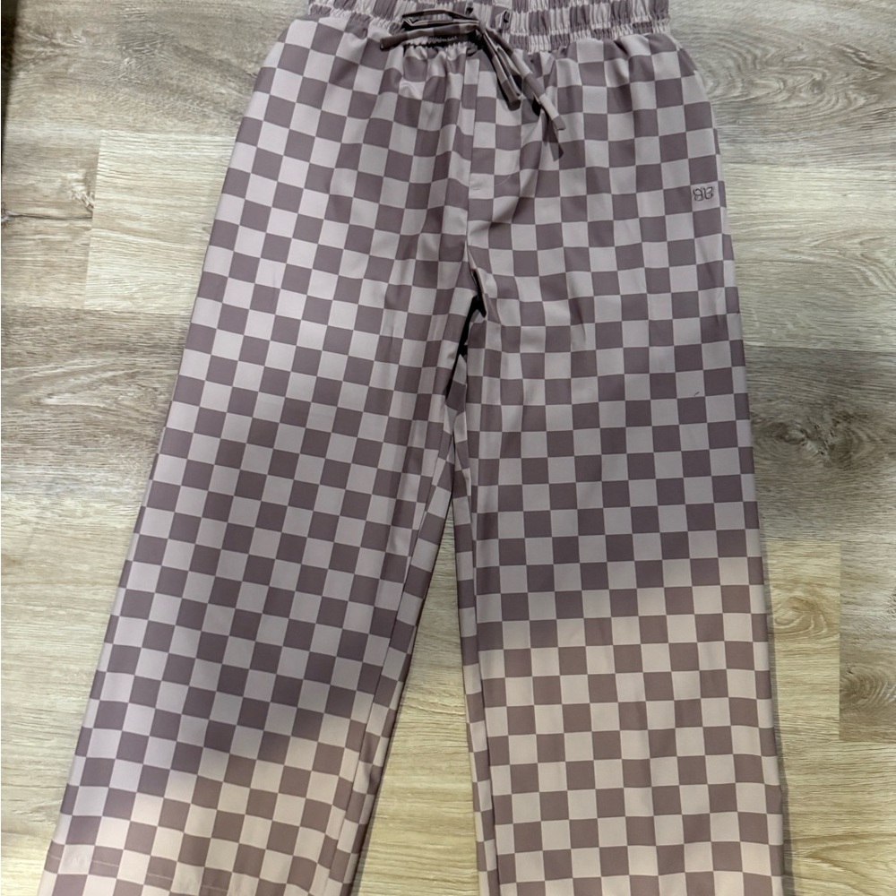 Albion Checkered Ankle Pants in Brown and Cream SMALL